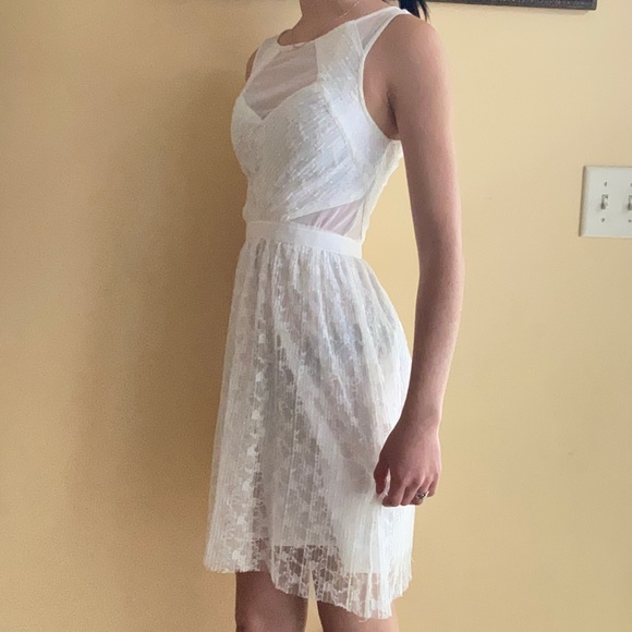 Guess White Lace + Mesh Dress - Picture 3 of 12